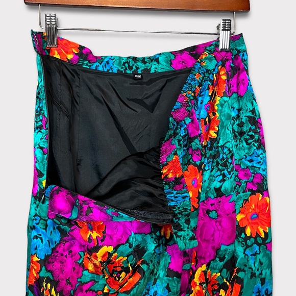 Adrianna Papell Skirt Set Size 12 Silk Floral Business Suit Vintage 80s 90s - Picture 12 of 13